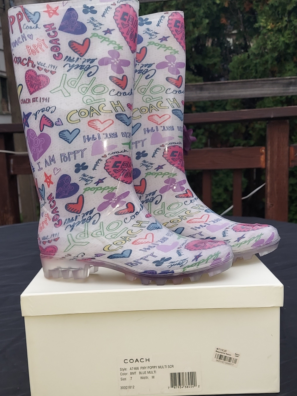 Coach Poppy Printed Rain Boots - Multicolor